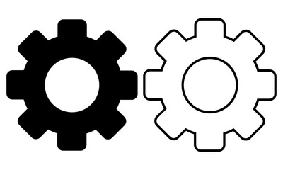 Gear icon set. Black settings icon. cogs symbol. gear wheel mechanism. black outline and filled version. Gear symbol vector sign isolated on white background. New business idea, teamwork,  eps10