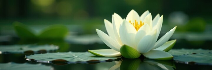 Elegant white water lily, unopened bud Pure, pristine bloom , photography, white background, purity