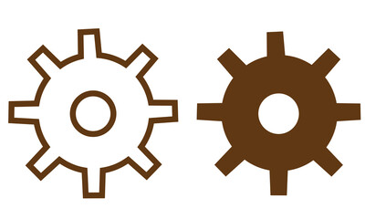 brown ,black Gear icon set. settings icon. cogs symbol. gear wheel mechanism. black outline and filled version. Gear symbol vector sign isolated on white background. New business idea, teamwork, eps10