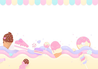 Pastel dessert and cream wave background