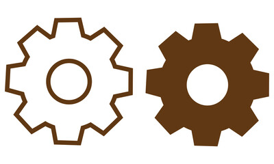 brown ,black Gear icon set. settings icon. cogs symbol. gear wheel mechanism. black outline and filled version. Gear symbol vector sign isolated on white background. New business idea, teamwork, eps10