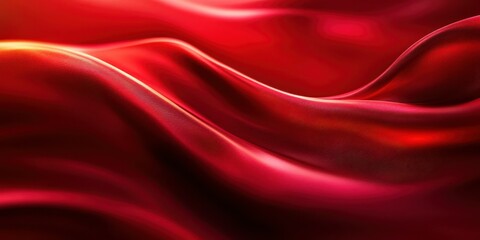 Fototapeta premium Elegant red fabric drapes gracefully, creating soft waves and rich textures in dramatic lighting