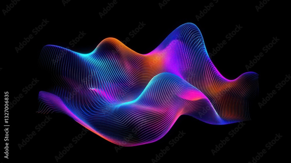 Poster abstract multicolored particle wave digital art