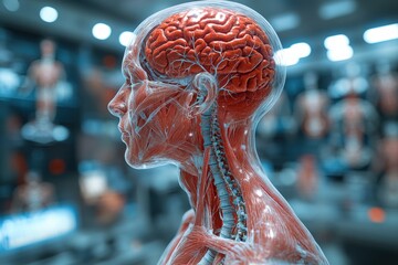 Futuristic holographic medical scan displaying intricate details of the human body