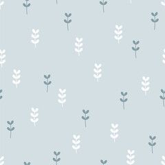 Plant Seamless pattern. Floral pattern. Hand drawn vector pattern in flat style