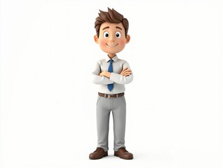 Young businessman in formal attire standing confidently with arms crossed