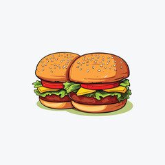 Juicy Beef Burger with Tomato Slice Vector Art