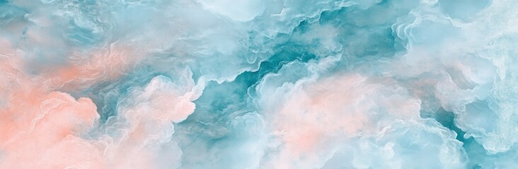 Abstract Pastel Teal Peach and White Watercolor Background