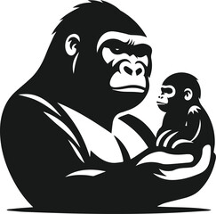 mother and baby gorilla with a baby gorilla