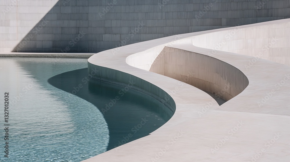 Fototapete modern architectural design featuring smooth curves and geometric shapes surrounding a pool : genera