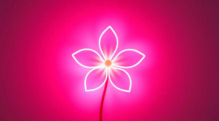 Fototapeta premium Y2K-Style Neon Flower with Soft Glow on Simple Background