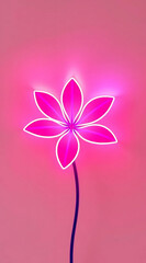 Obraz premium Y2K-Style Neon Flower with Soft Glow on Simple Background