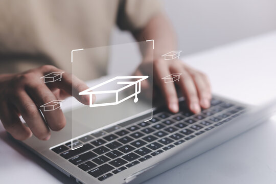 E-learning education concept, internet lessons and online webinar. who attends online lessons on a digital Education learning online with webinar, learn,training, education, course, tutorial,	
