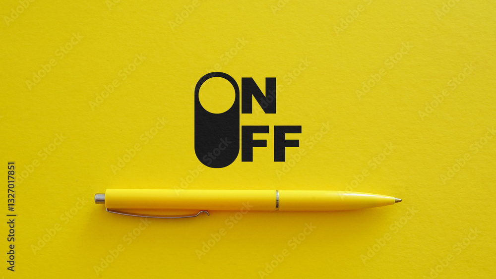 Poster On and off toggle switch button. Start thinking. Creative idea generation process switching into action