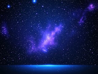 Fototapeta premium Stunning cosmic landscape featuring a vibrant purple nebula against a starry night sky