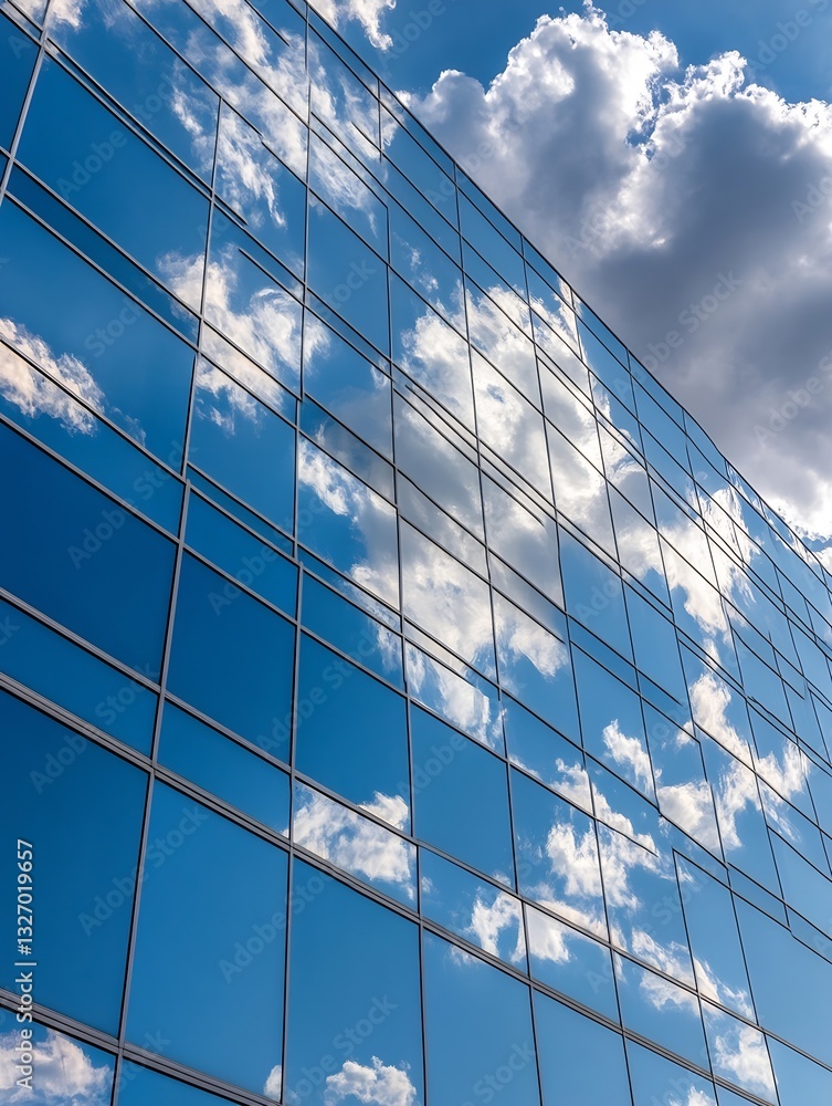 Aufkleber stunning reflections of clouds on modern glass building capturing the beauty of architecture : gener