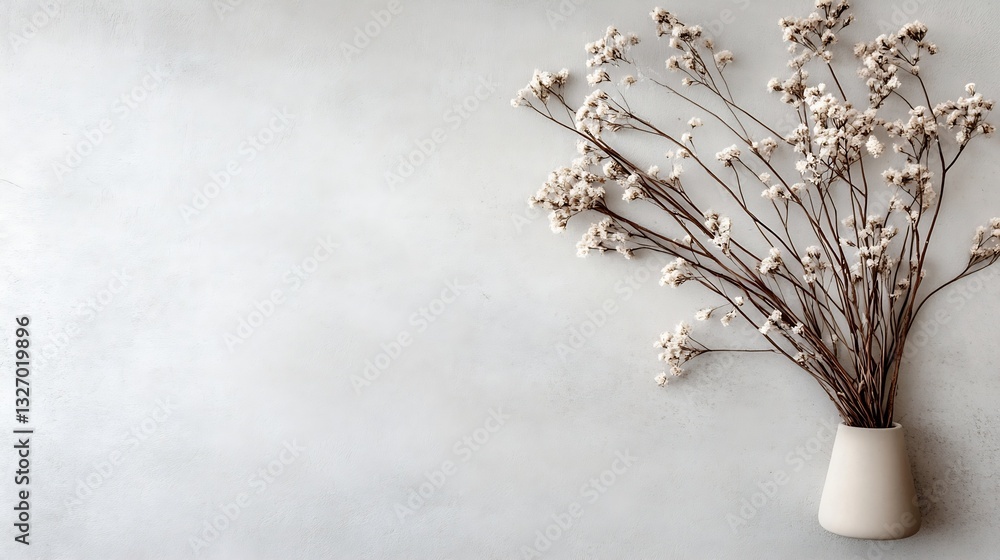 Aufkleber elegant dried flowers arranged in a simple vase against a minimalist background : generative ai