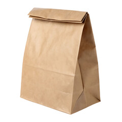 Simple brown paper lunch bag, isolated on white.