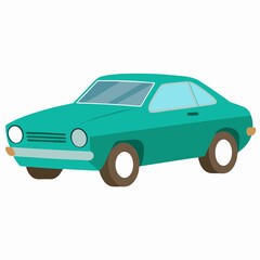 Vintage teal car illustration, classic vehicle design, automotive art, retro transportation icon