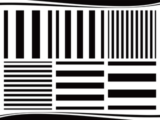 ストライプとボーダーのシームレスパターン6種セット　モノトーン