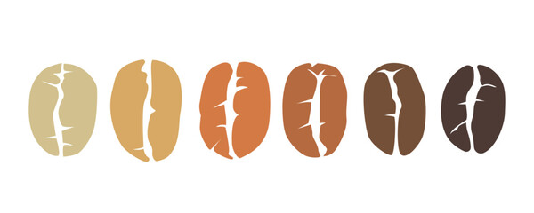 Coffee beans set. Coffee beans isolated on transparent background.