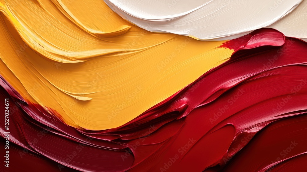Poster vibrant brushstrokes intertwine in a dance of red and yellow, creating dynamic textures and bold pat