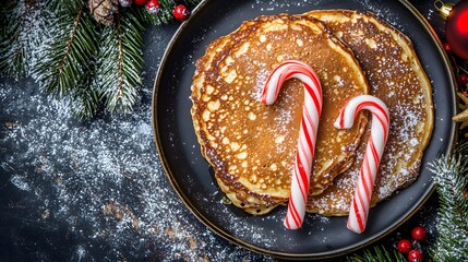 Christmas Pancakes with Candy Canes Festive Holiday Breakfast Food