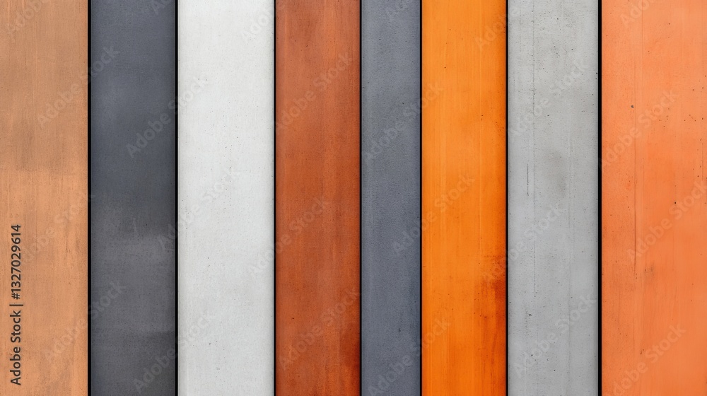 Poster abstract arrangement of vertical panels in various color and textures, showcasing design potential