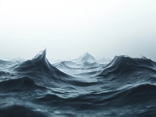 A powerful wave crashing in the ocean creating dynamic foam and splashes against the shore