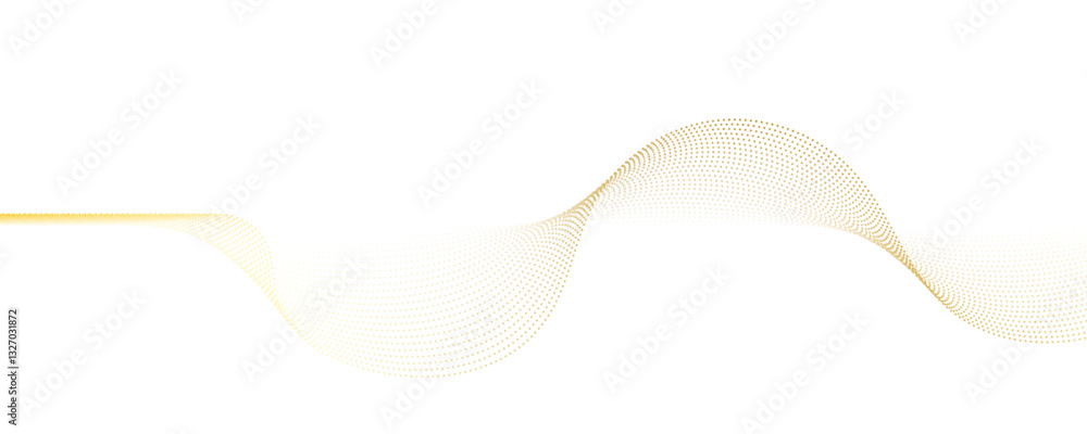 Poster abstract golden wave dynamic curve dots lines background. energy technology concept halftone modern 