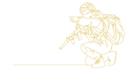 Line art illustration of a soldier