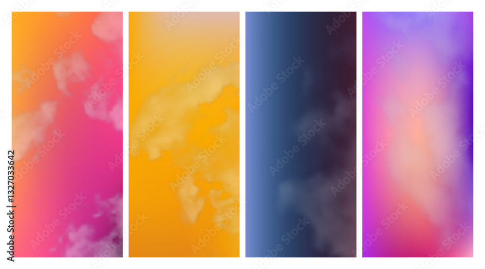 Poster modern colorful gradient background with clouds