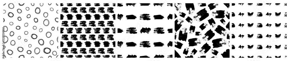 Poster set of seamless patterns with scribble smears