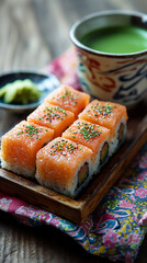  sakura inari sushi with matcha tea
