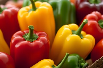Multi-colorful bell peppers have a mild flavor and are less spicy than chili peppers