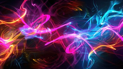 Abstract of neon light glowing with digital technology design. High tech vibrant laser illuminated with contemporary concept in cyberspace style perfect for cyber theme background and wallpaper. AIG53