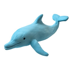 Fototapeta premium Blue Playdough Dolphin Sculpture on a Solid Transparent background for Creative Projects and Educational Use