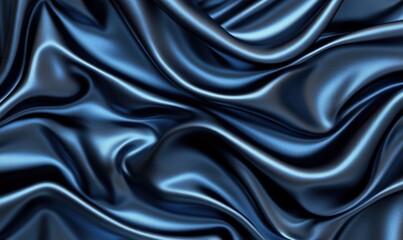 Fototapeta premium Flowing blue silk fabric background for luxury design