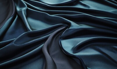 Fototapeta premium Flowing dark teal fabric drapes for textured background or design element
