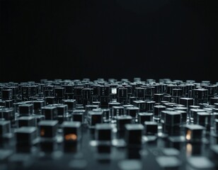 Abstract Golden Cubes with Intricate Circuit Patterns Representing Advanced Technology, Data Storage, and Artificial Intelligence for Modern Digital Solutions