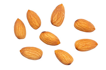 Top view Almonds isolated on a white background