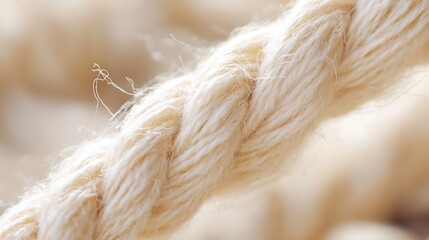 Closeup view of a thick natural twine rope showcasing its texture and detail : Generative AI