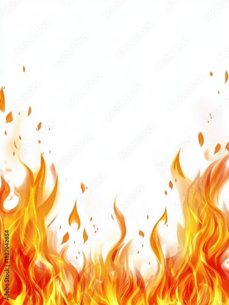Poster dynamic flames dancing on a white canvas a fiery display of energy and passion igniting the senses w