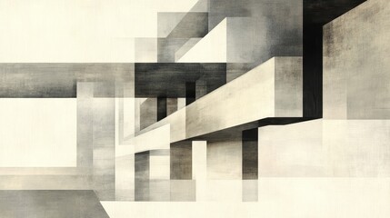 Fototapeta premium Abstract architectural composition showcasing layered geometric forms in muted tones