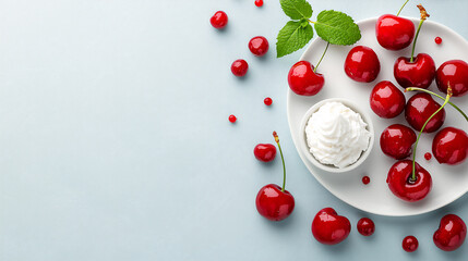  sliced cherries with whipped cream