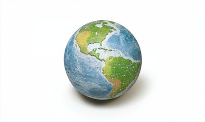 Fototapeta premium Globe with Americas network on white background for global communication