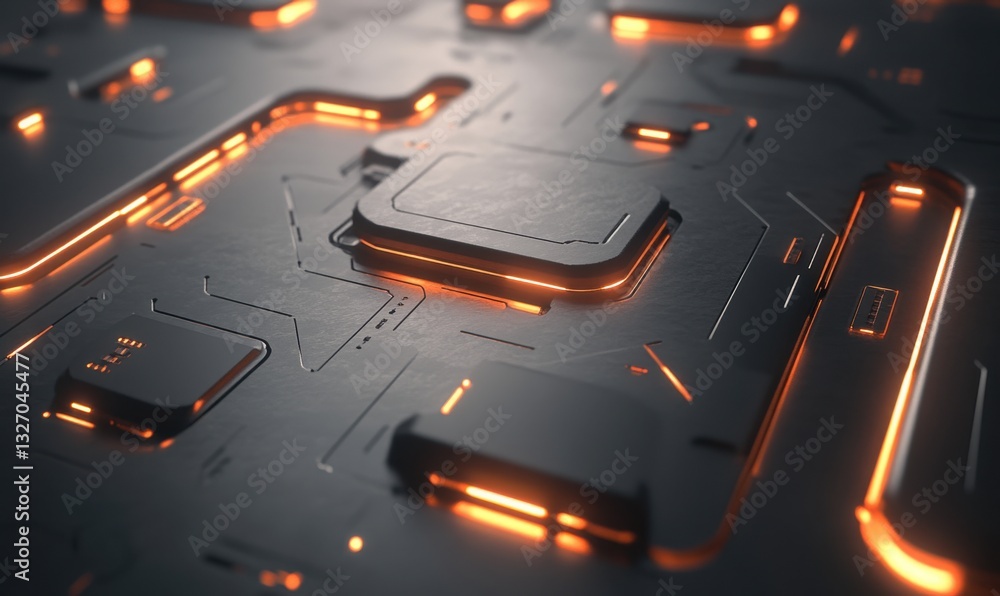 Poster glowing cpu on circuit board, tech background, for digital concepts