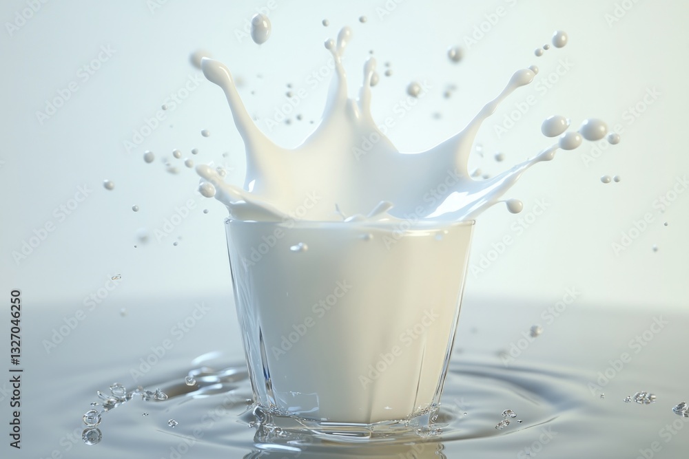 Poster a glass filled with milk and a small amount of another liquid, used as a prop or symbol in various s