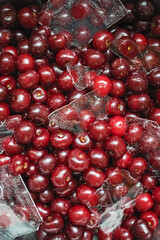 red cherries background