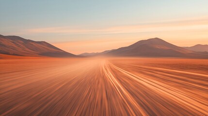Naklejka premium Blurry desert streaks in fiery orange and shimmering silver plain background